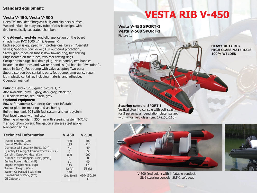 Rigid Inflatable Boat Adventure Vesta V-500