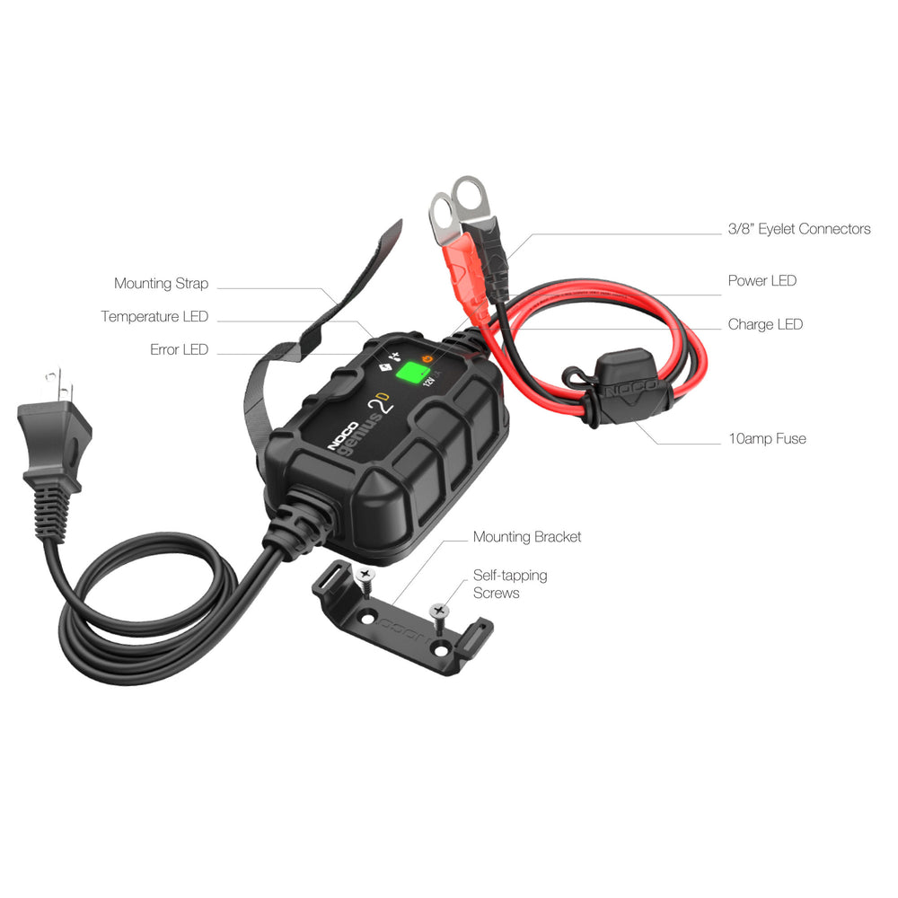 GENIUS2D Genius 12V 2A Direct Mount Smart Charger Maintainer for Pb