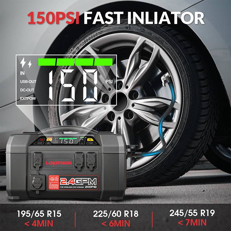 Jump Starter with Pressure Washer Air Compressor LOKITHOR AW401 2500Amp