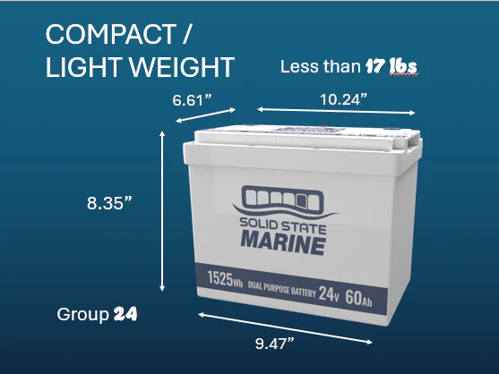 Solid State Marine Battery 24V 60Ah Deep Cycle + Starting Battery