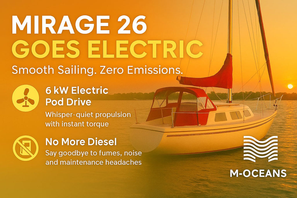 Mirage 26 Electric Conversion (Video): 6 kW ePropulsion Pod + Victron MultiPlus-II, Orion & x4 LiFePO4 Batteries