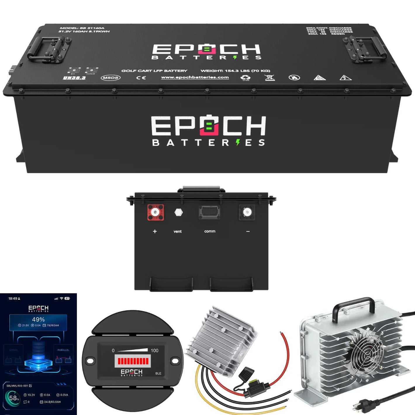 Epoch Lithium Battery 48V 160Ah Complete Kit (LiFePO4)