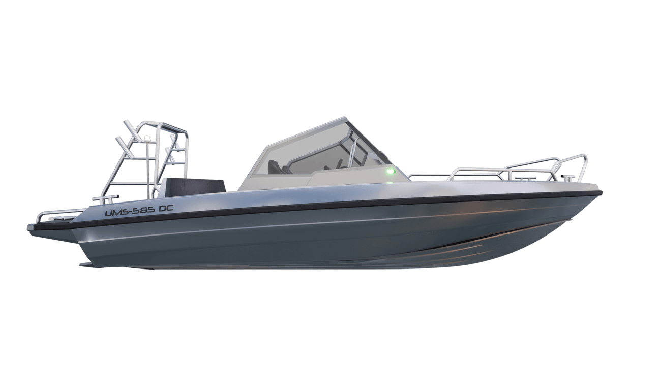 Side view of the UMS 585DC fishing boat.
