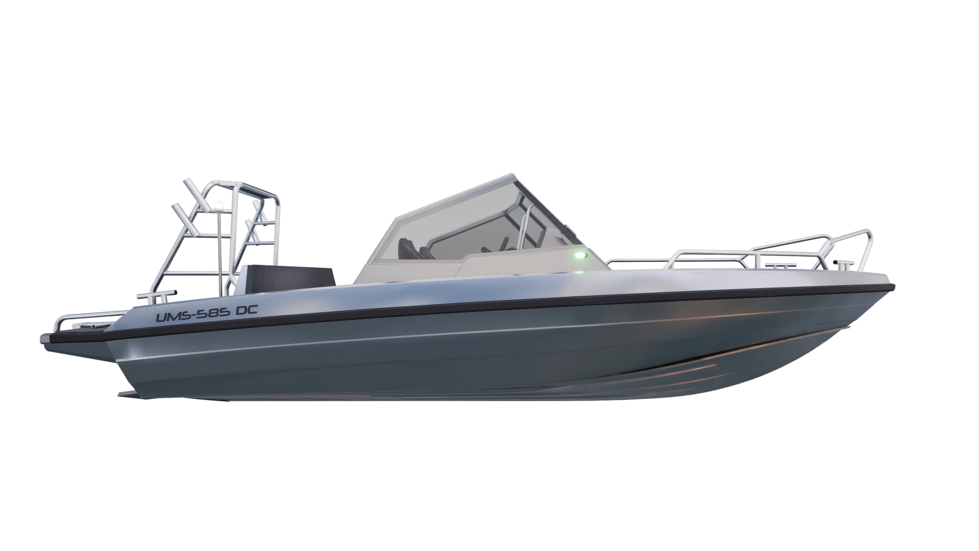 Side view of the UMS 585DC fishing boat.