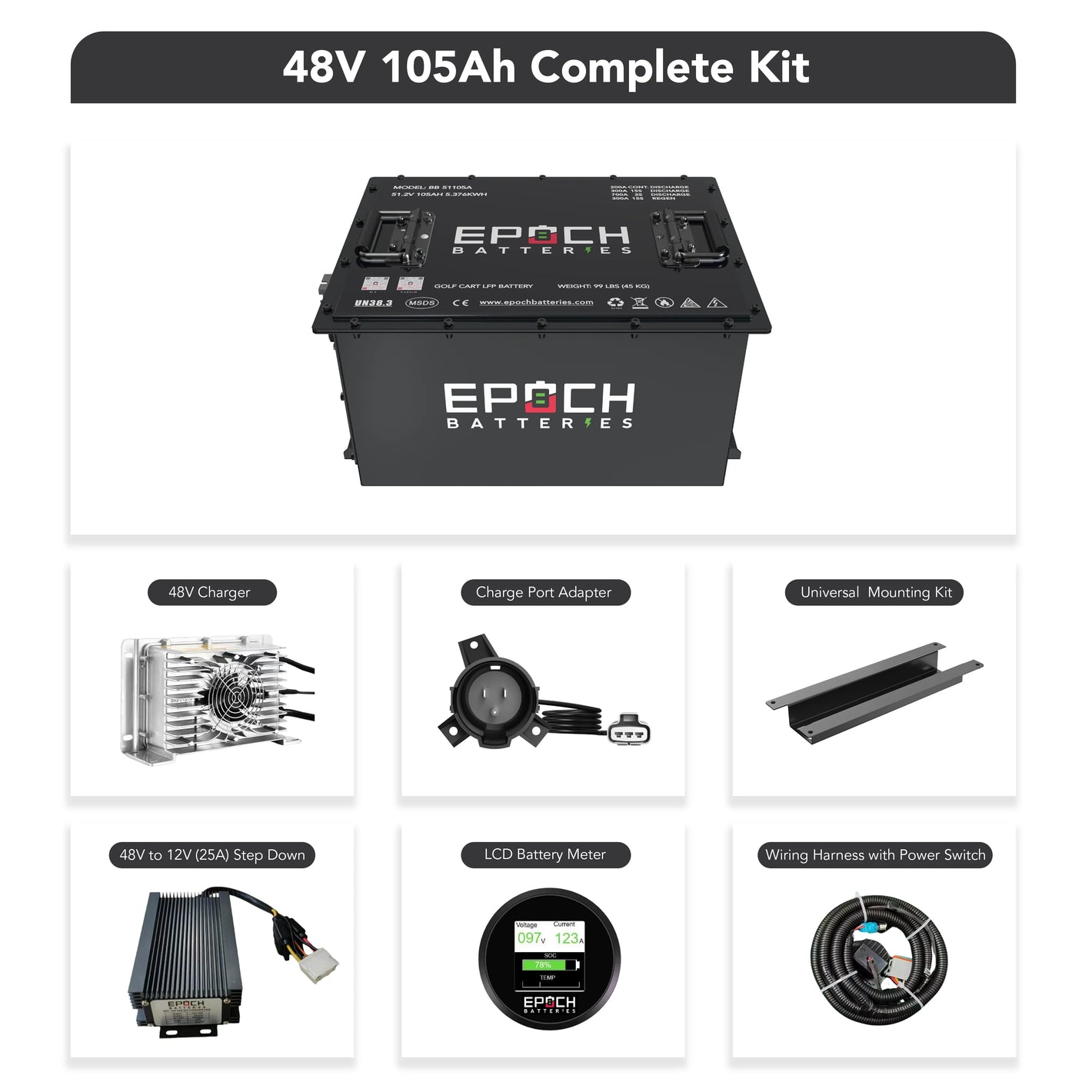 Battery Epoch 48V 105Ah LiMax Series - LiFePO4 Golf Cart Kit