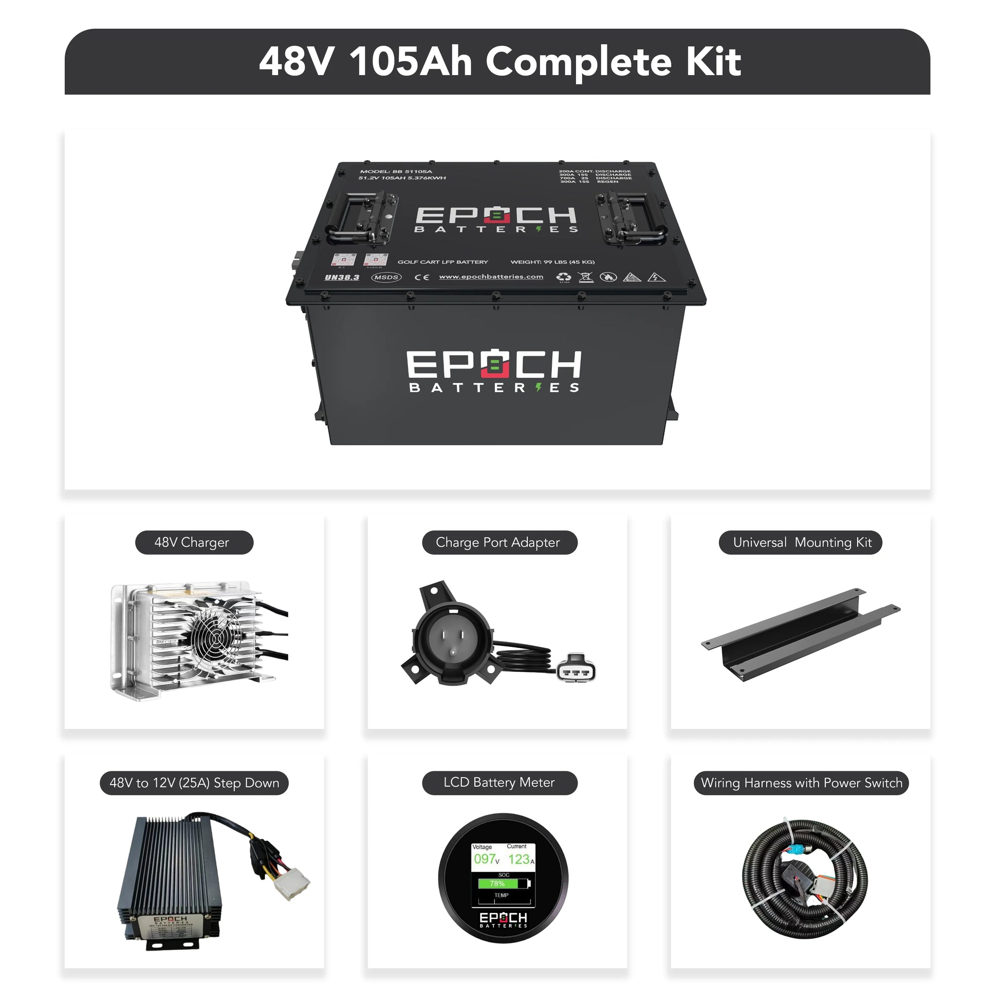 Battery Epoch 48V 105Ah LiMax Series - LiFePO4 Golf Cart Kit