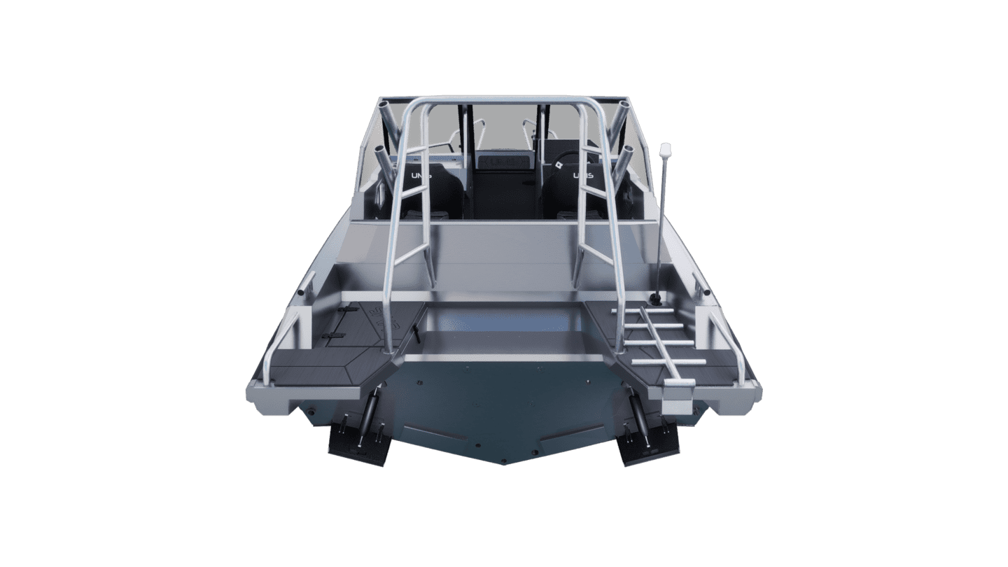 Rear view of the UMS 585DC fishing boat.