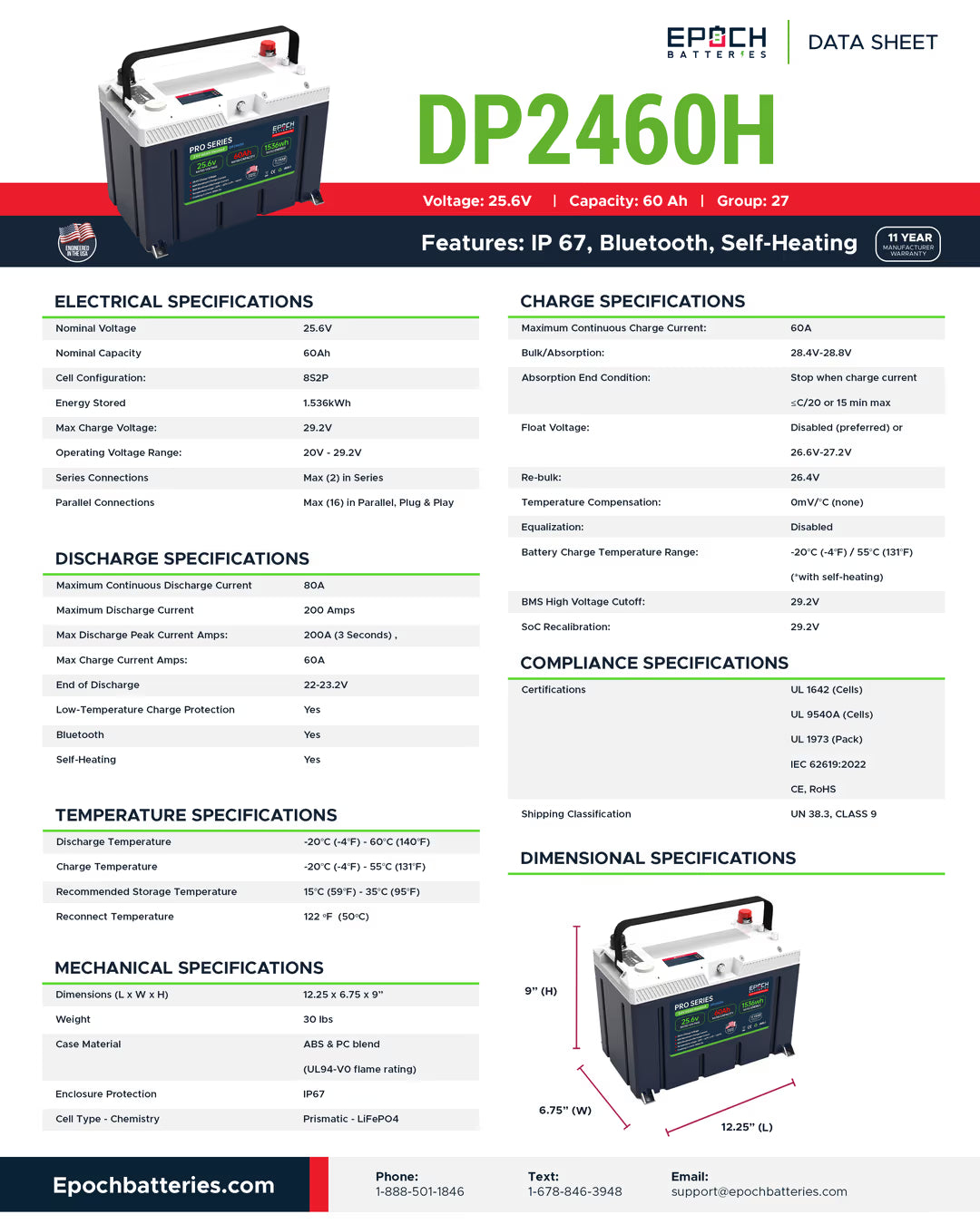 Battery Epoch 24V 60Ah Pro Canada
