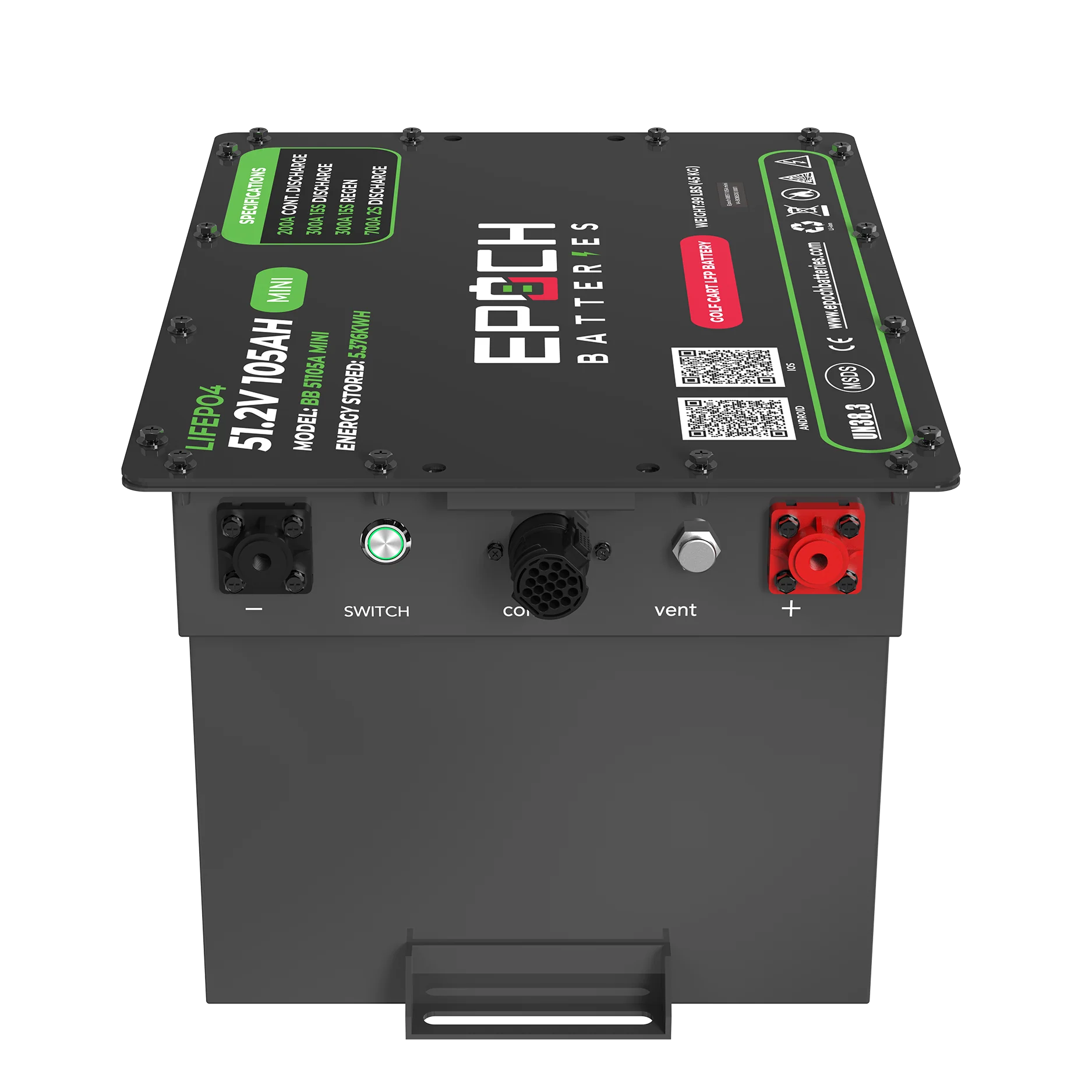 Battery Epoch 48V 105Ah Mini LiMax Series - LiFePO4 Golf Cart Kit M-Oceans