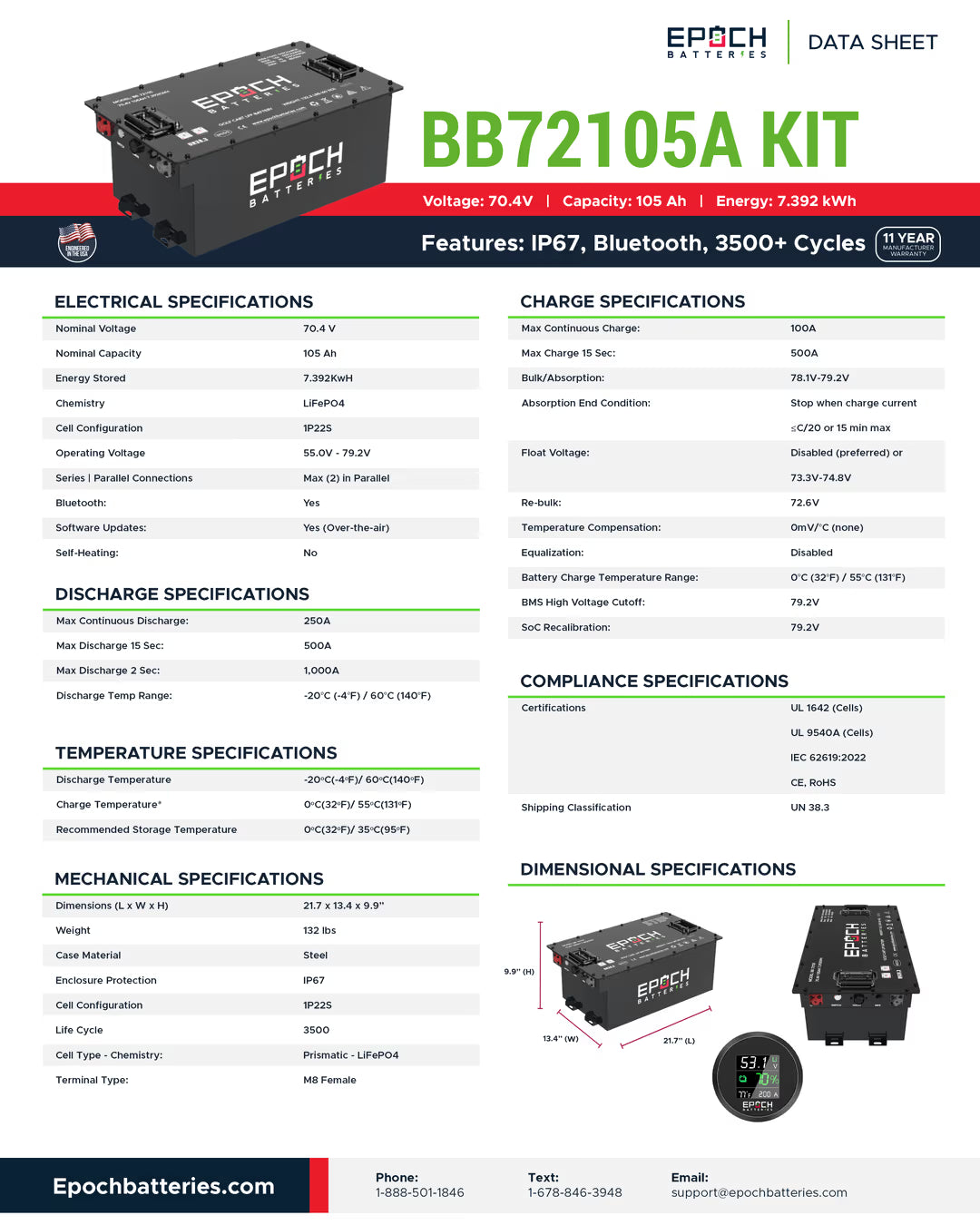 Battery Epoch 72V 105Ah LiMax Series - LiFePO4 Golf Cart Kit Toronto