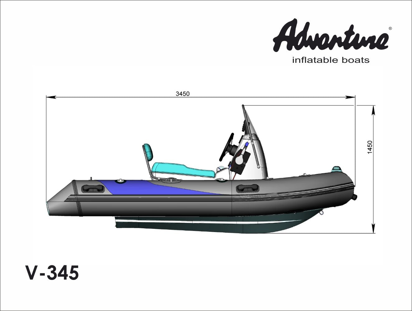 Boat Adventure Vesta V-345 Dimensions Side