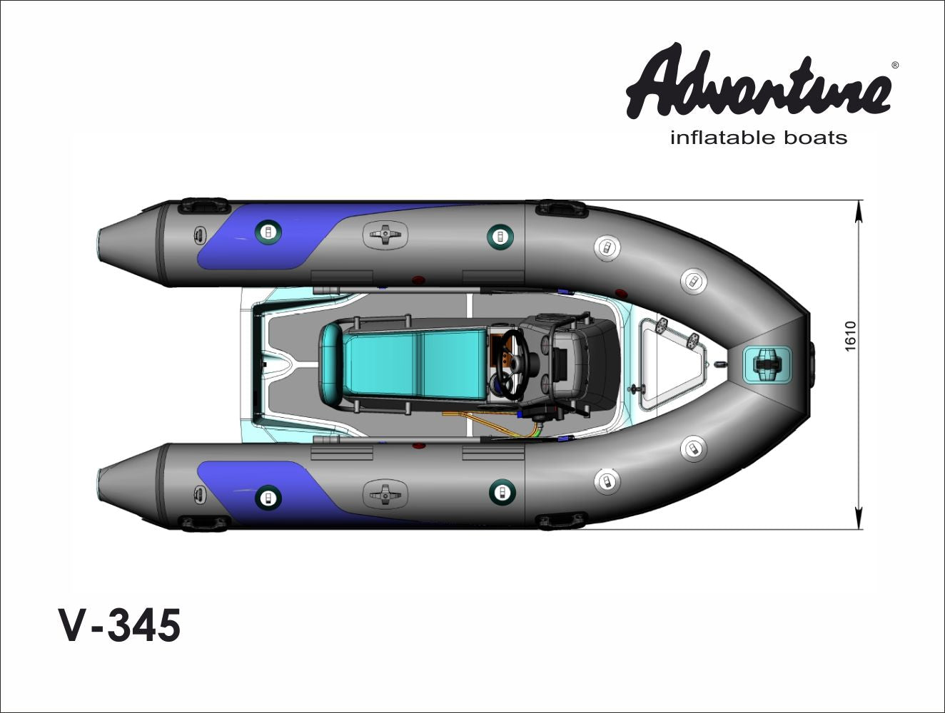 Boat Adventure Vesta V-345 Dimensions Top