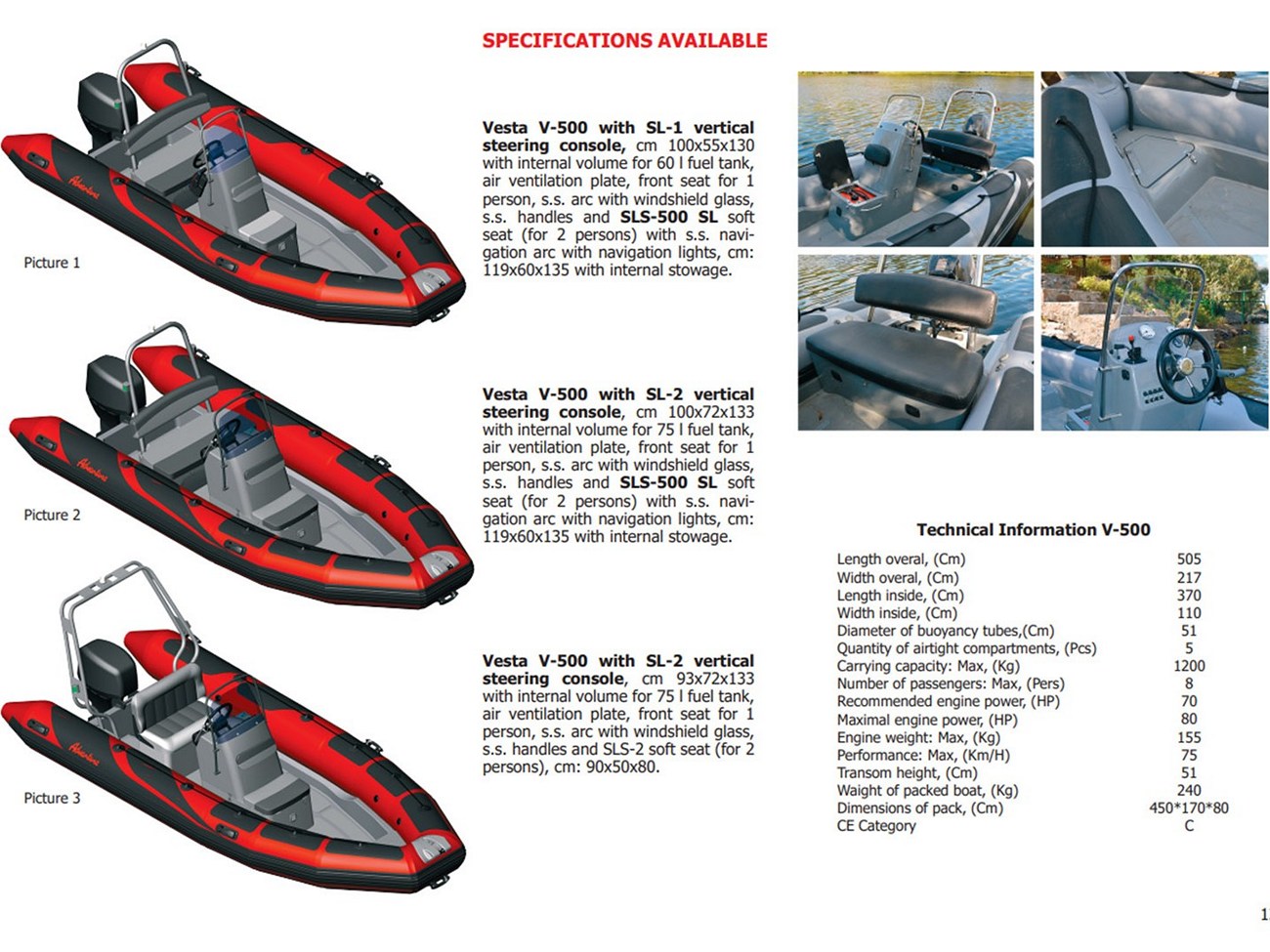 Boat Adventure Vesta V-500 Specifications