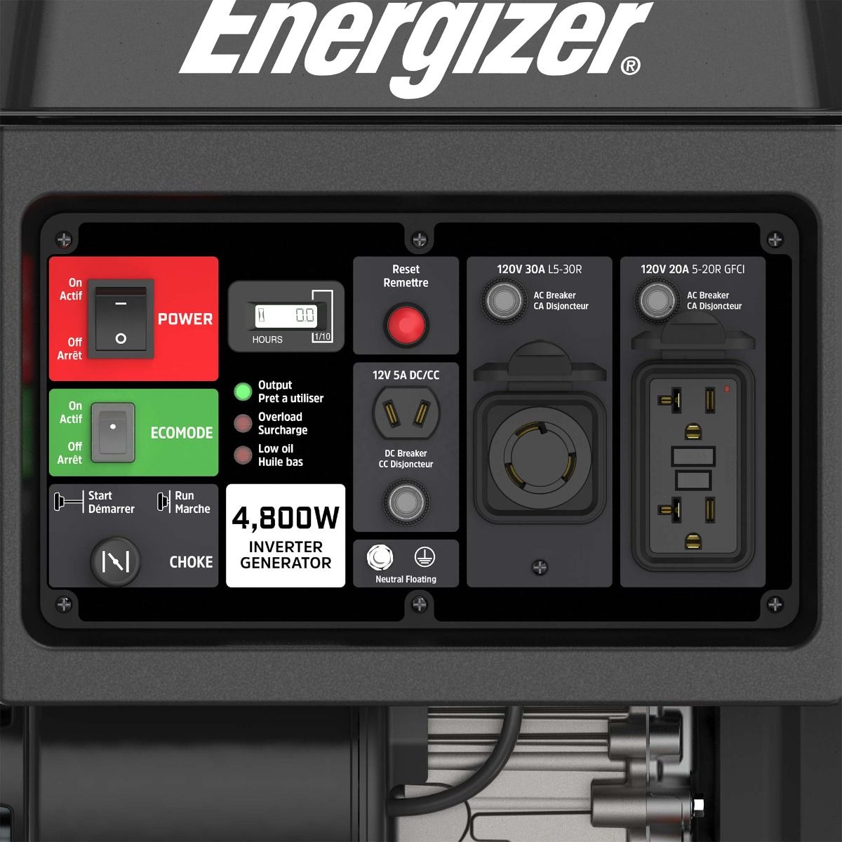 Buy EZV4800 Energizer Inverter Generator 120V 4800W Peak 3600W Continuous and other accessories in Canada and the United States.