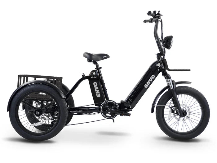 ENVO Fat Tire Electric Flex Trike in black (Side view)