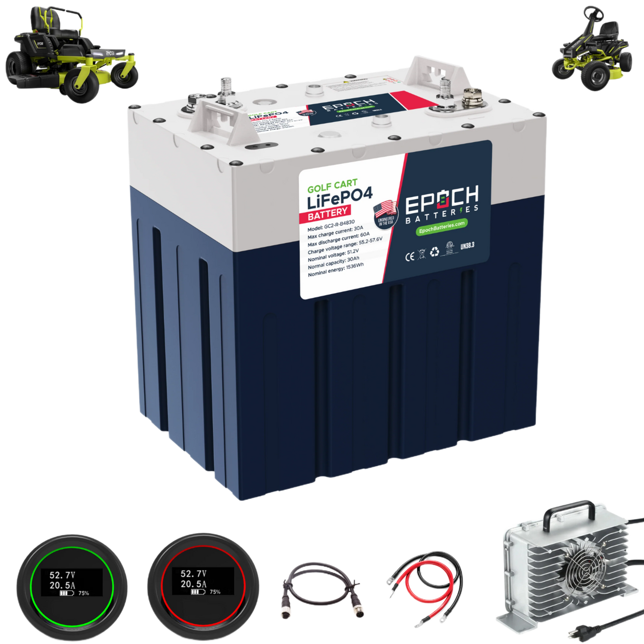 Epoch 48V 30Ah Ryobi Electric Lawn Motor - Replacement Lithium Battery Kit M-Oceans