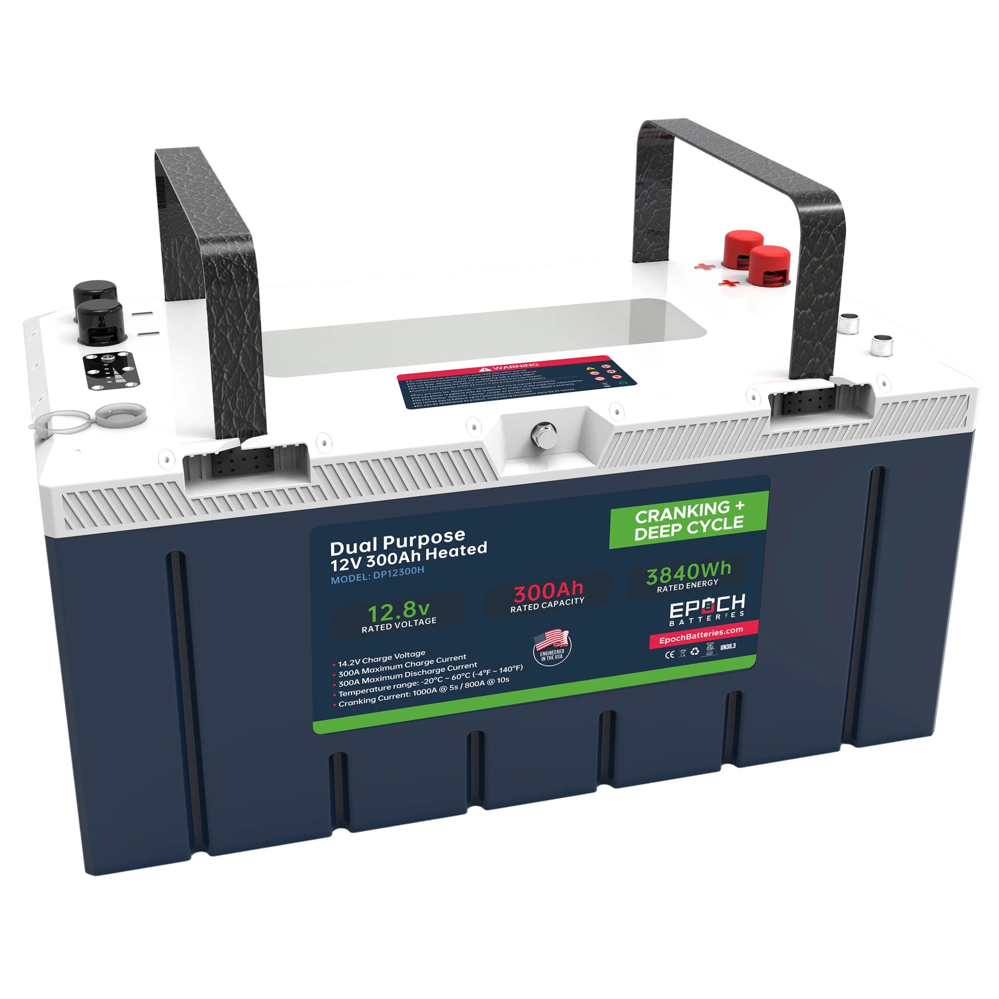 Epoch Cranking Lithium Battery 12V 300Ah Left