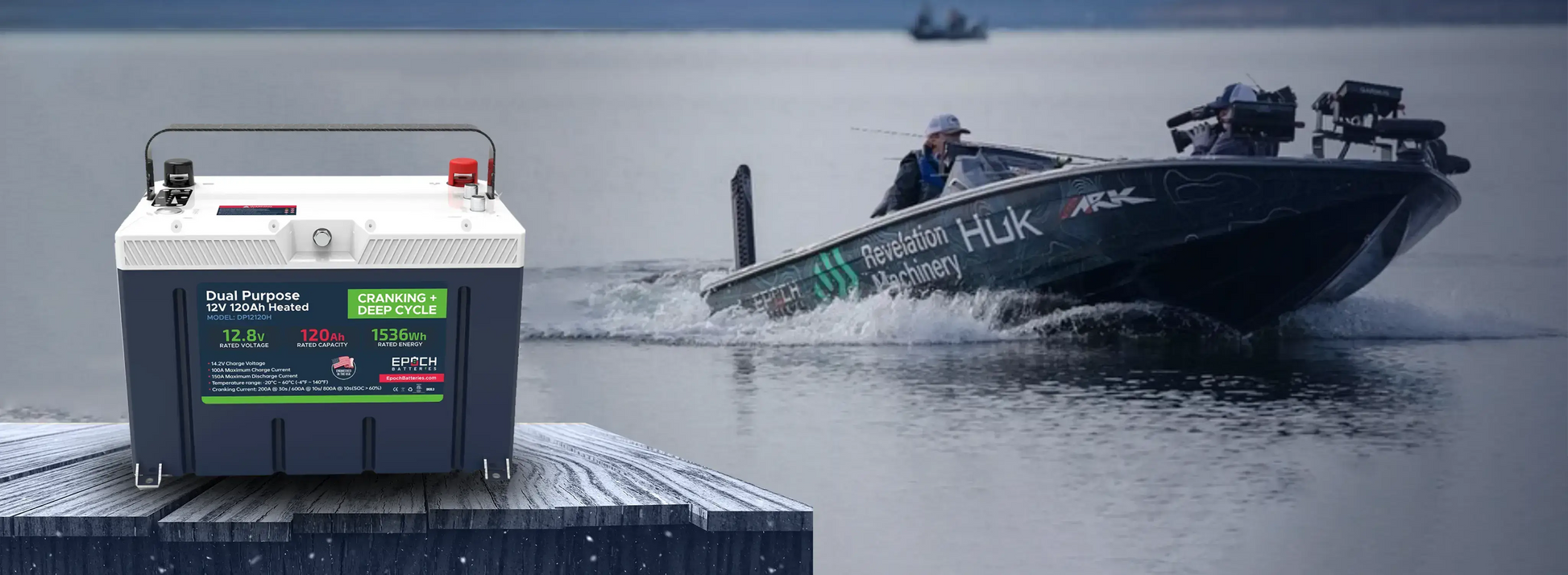 Epoch Batteries 12v 120ah - Cranking & Deep Cycle Lithium Battery and fishing boat Toronto