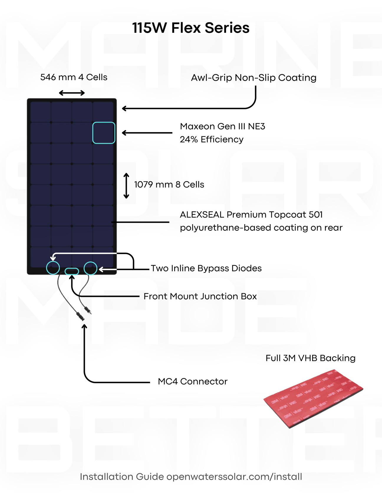 Open Waters Solar 115W Flex Solar Panel Canada