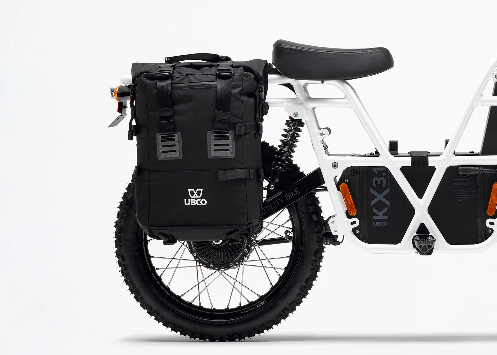 UBCO 2X2 Pannier Back Pack mounted on the eBike