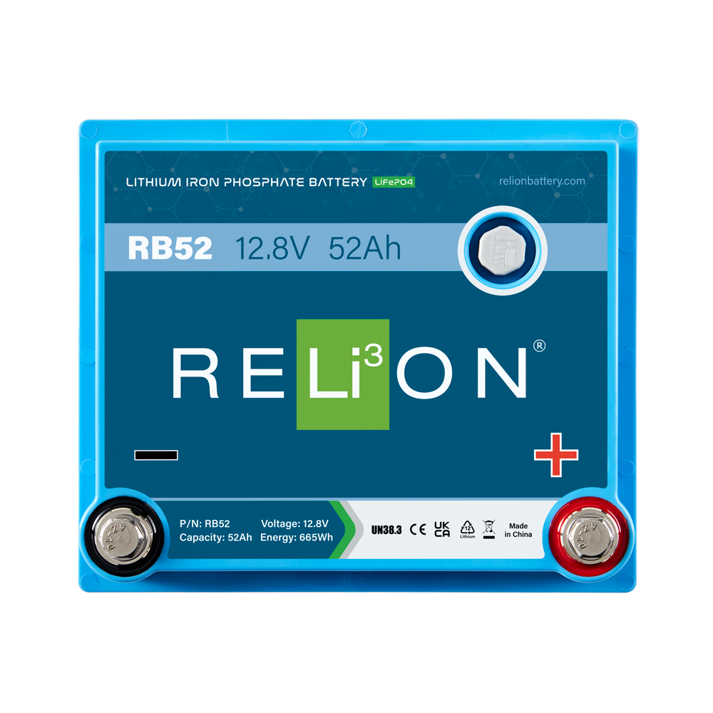 RELiON RB52 Deep Cycle Lithium Battery (Top view)