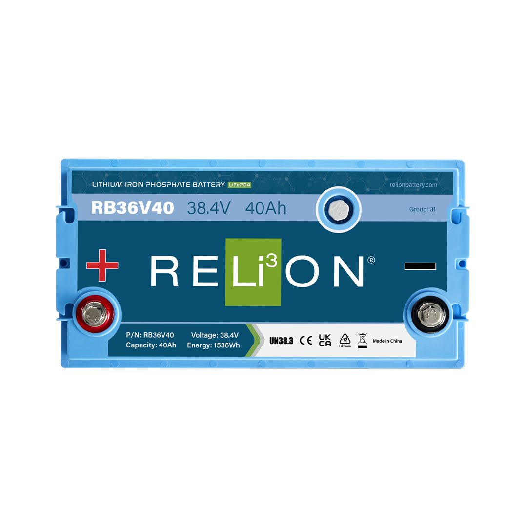 RELiON RB36V40 Lithium Deep Cycle Battery (Top view)