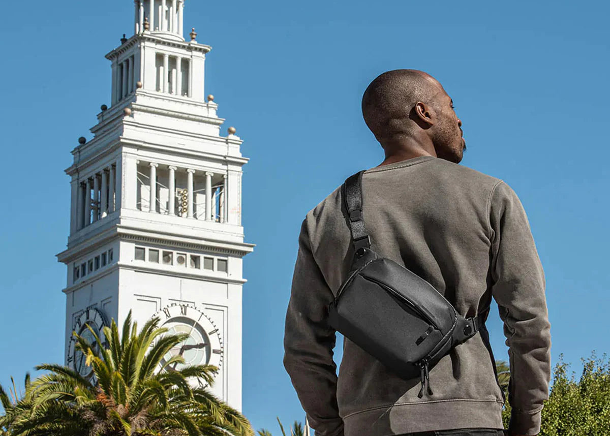 UBCO Peak Design 6L Everyday Sling on the men