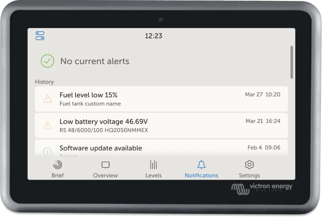 Victron Energy Ekrano GX Alerts