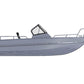 A side view rendering of the Aluminum Boat UMS 485 DC, showcasing its sleek profile and structural design, ideal for various water activities.