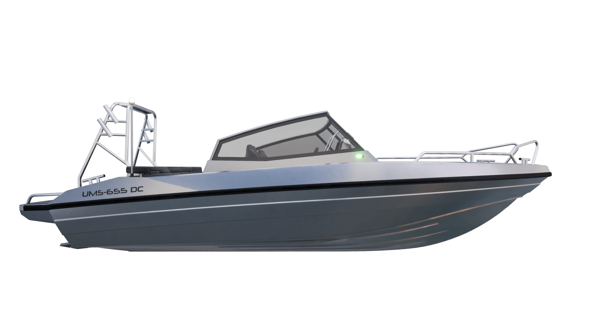 Aluminum boat UMS 655DC 21ft (Side view)