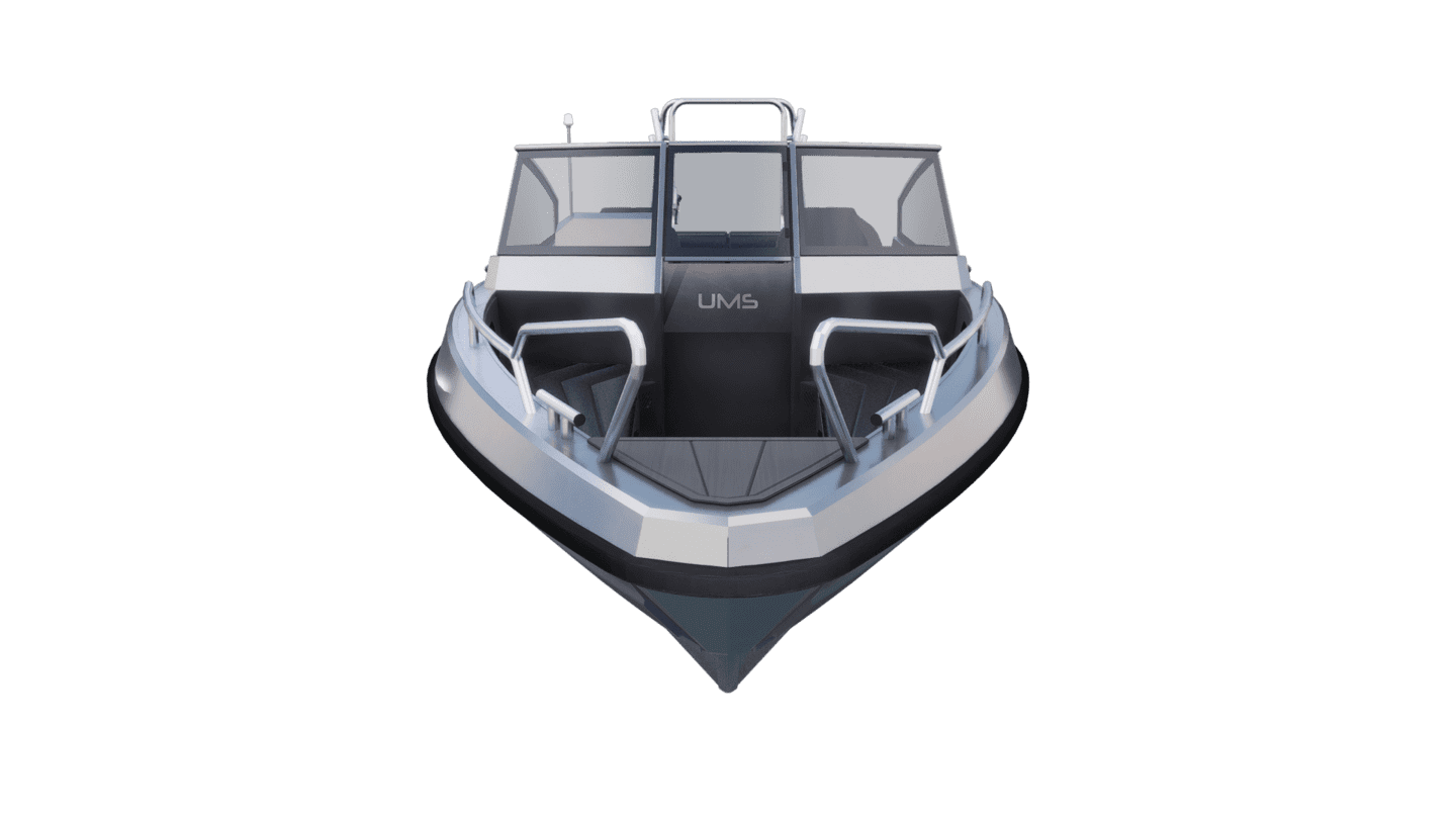 Aluminum boat UMS 655DC 21ft (Front view)