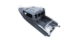A rear and top-down view of the UMS 865CAB aluminum boat.