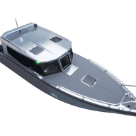 A top-down view of the UMS 865CAB aluminum boat.