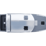 A top-down view of the UMS 865CAB aluminum boat.