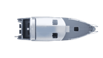 A top-down view of the UMS 865CAB aluminum boat.