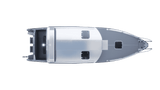 A top-down view of the UMS 865CAB aluminum boat.