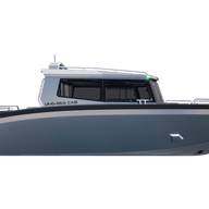 A side profile of the UMS 865CAB aluminum boat.