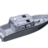 A 3D rendering of the UMS 865CAB aluminum boat.