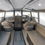 The interior cabin of the UMS 700HT aluminum boat.