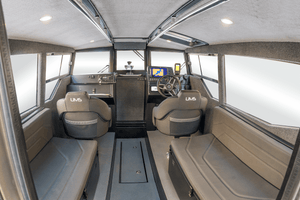 The interior cabin of the UMS 700HT aluminum boat.