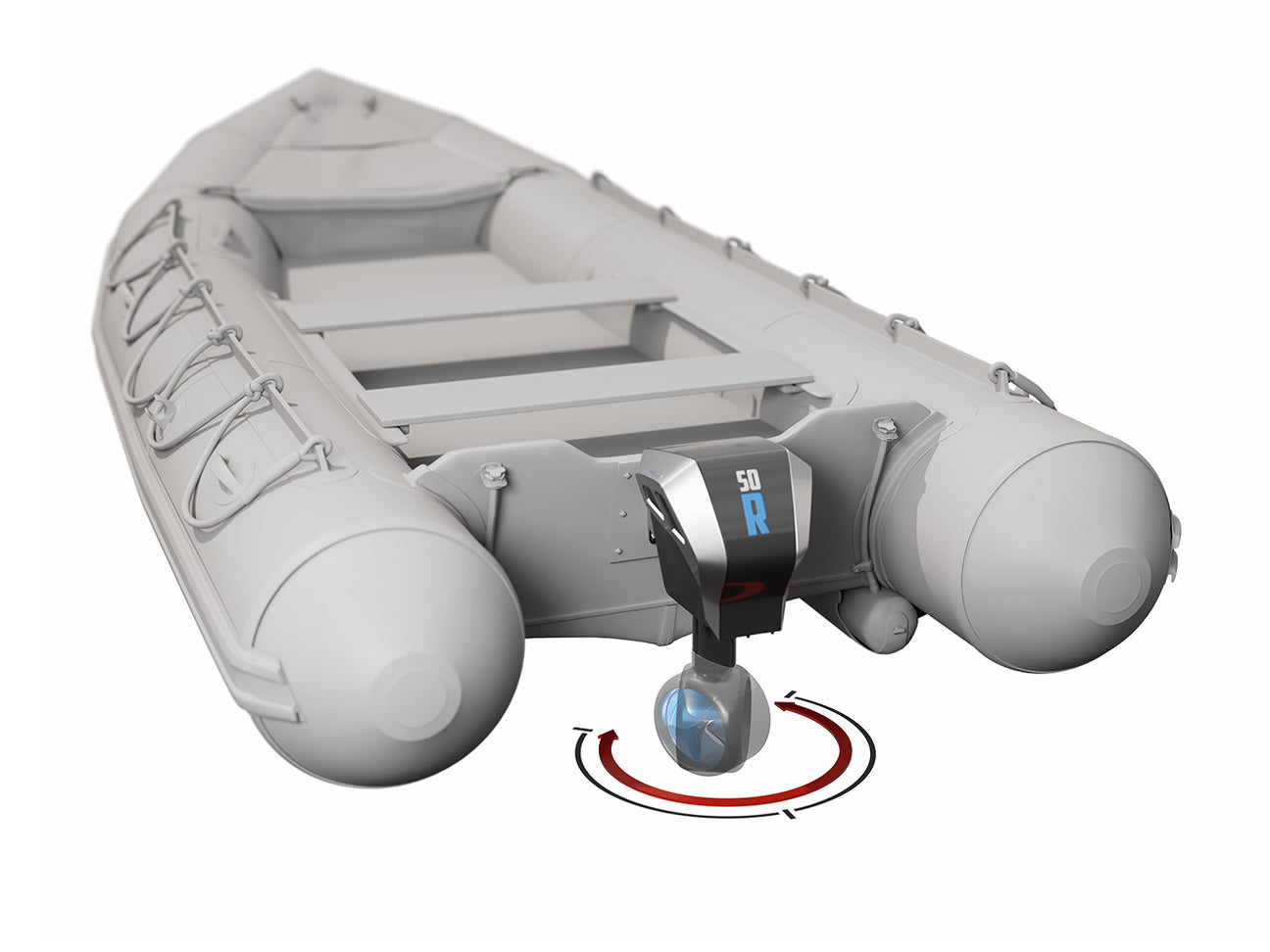 boat with electric steerable outboard motor 11 kw by rim drive technology Canada