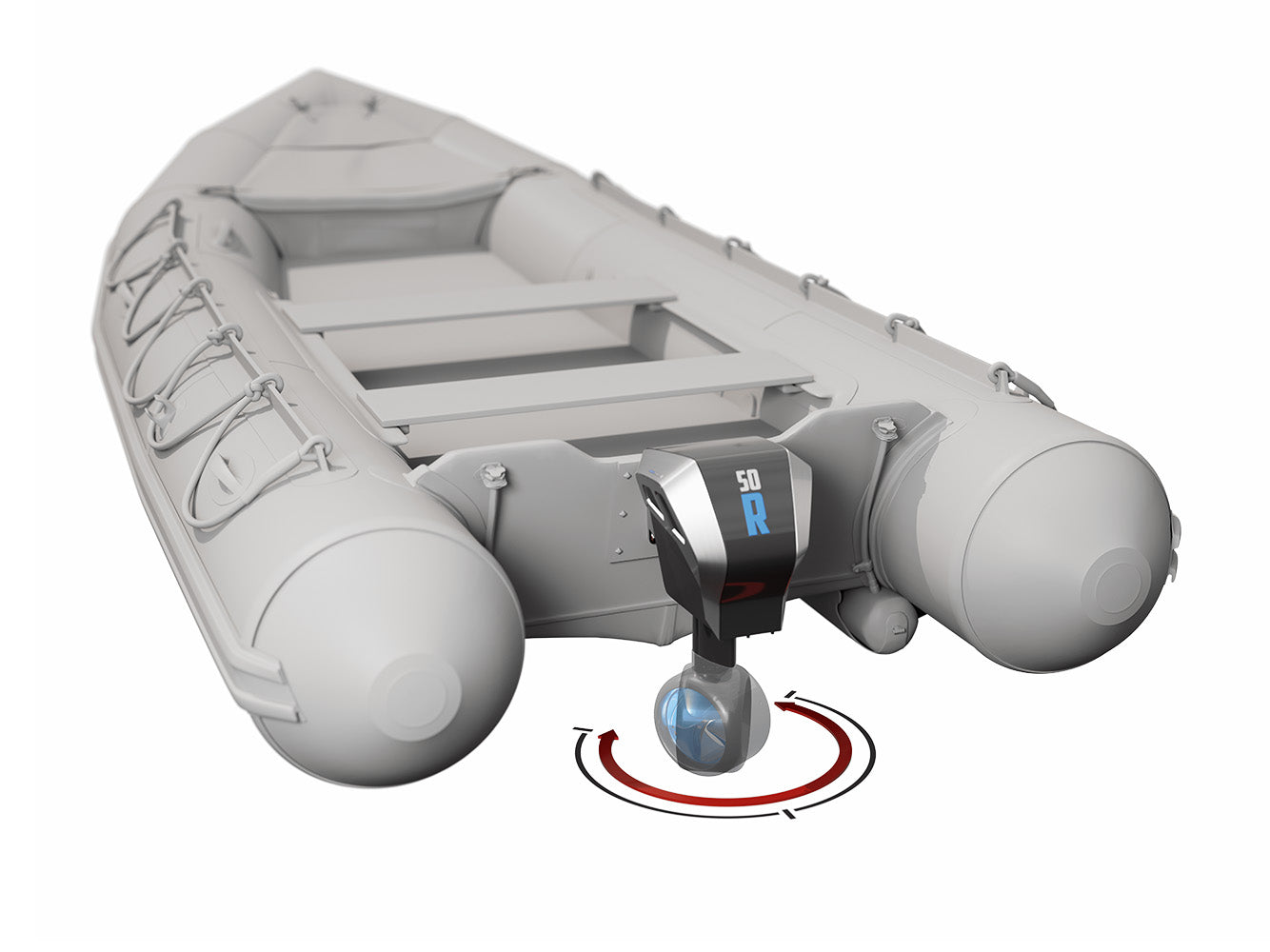 boat with electric steerable outboard motor 11 kw by rim drive technology Canada