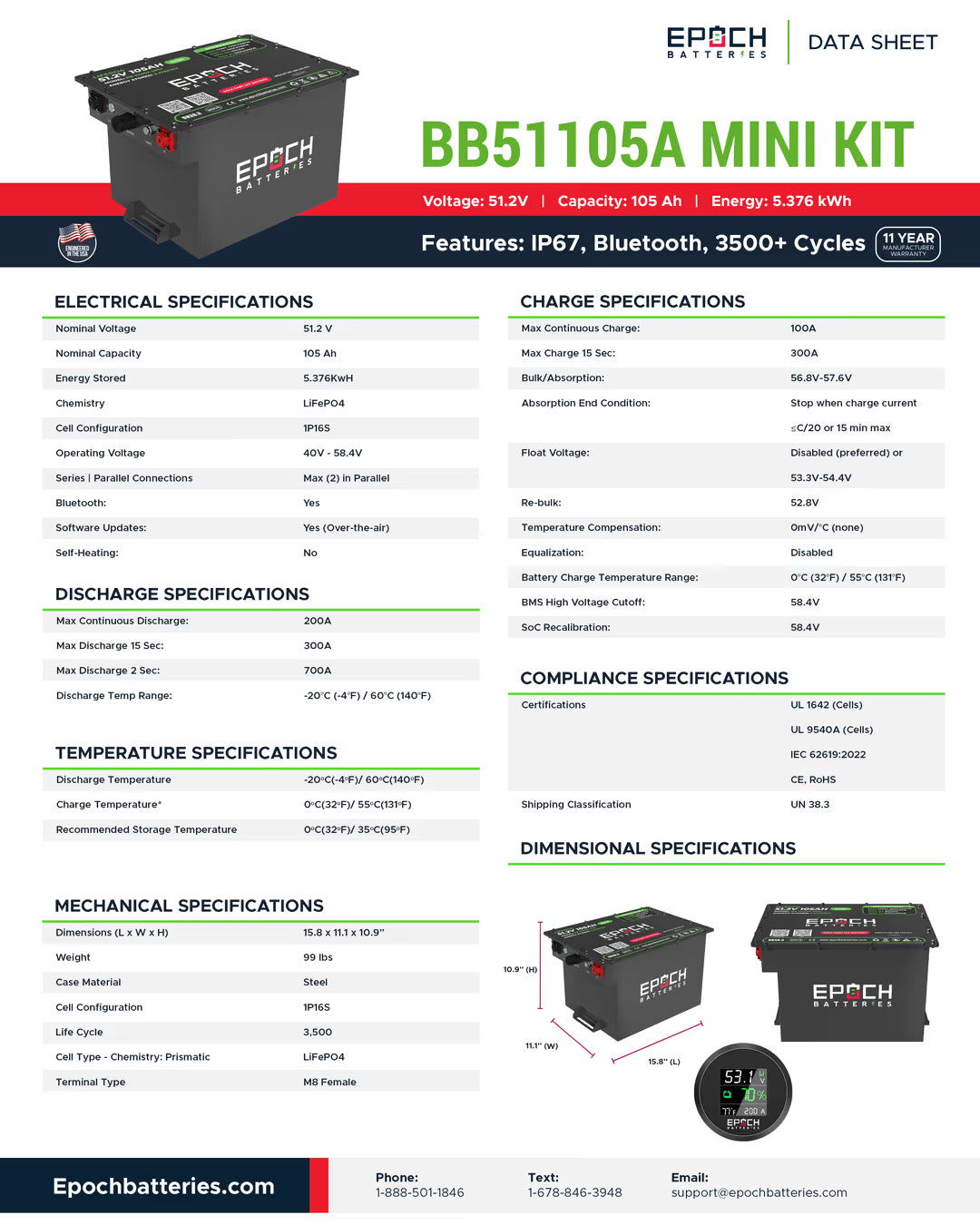 Buy Battery Epoch 48V 105Ah Mini LiMax Series - LiFePO4 Golf Cart Kit 