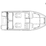 A top-down schematic view of the Aluminum Boat UMS 485 DC.