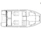 A top-down schematic view of the Aluminum Boat UMS 485 DC.