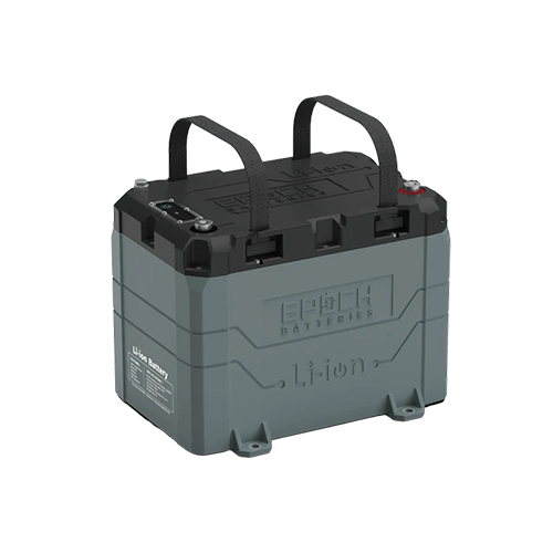 Gray Epoch lithium-ion battery on a white background