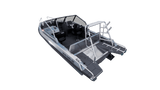 Angled rear view of the UMS 585DC fishing boat.
