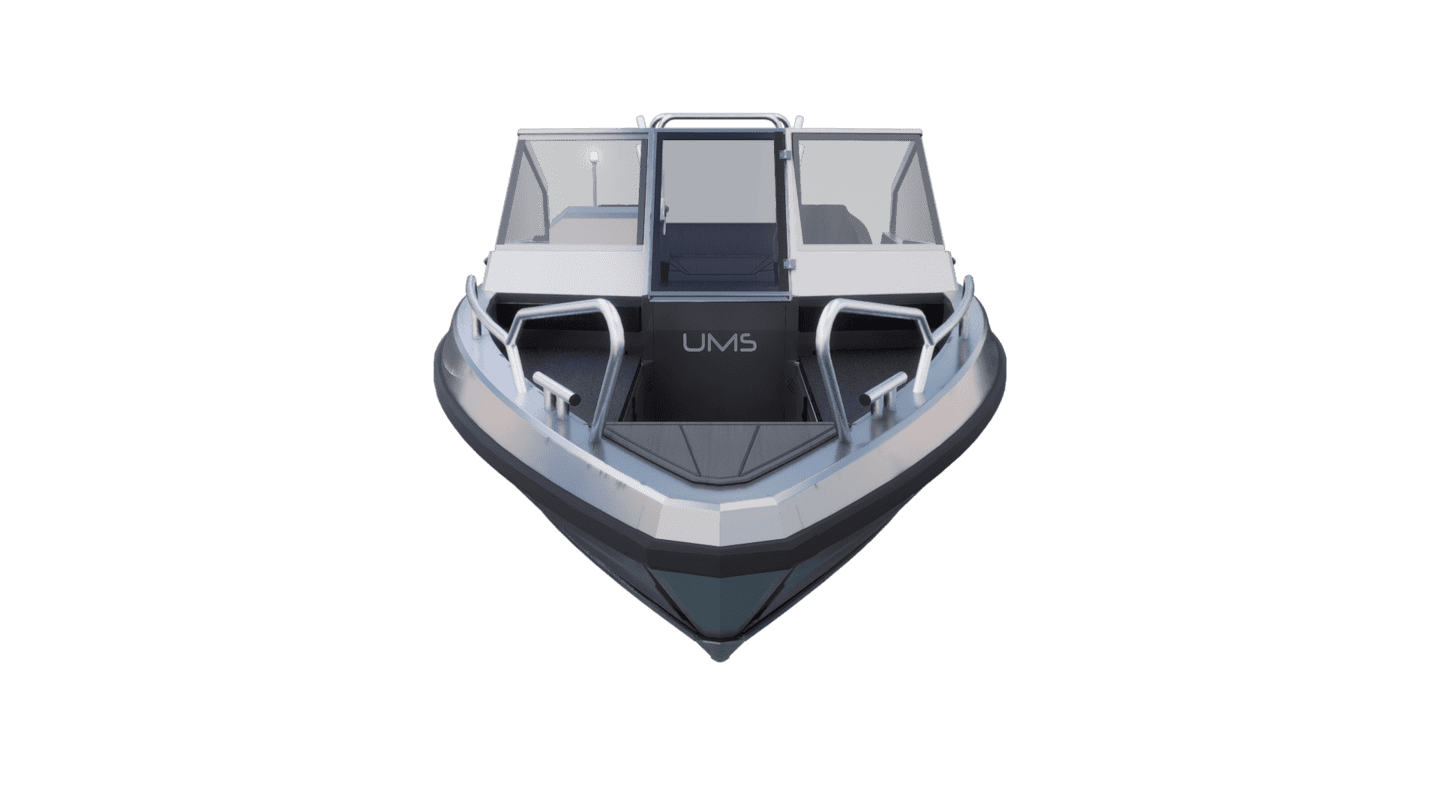 Front view of the UMS 585DC fishing boat.