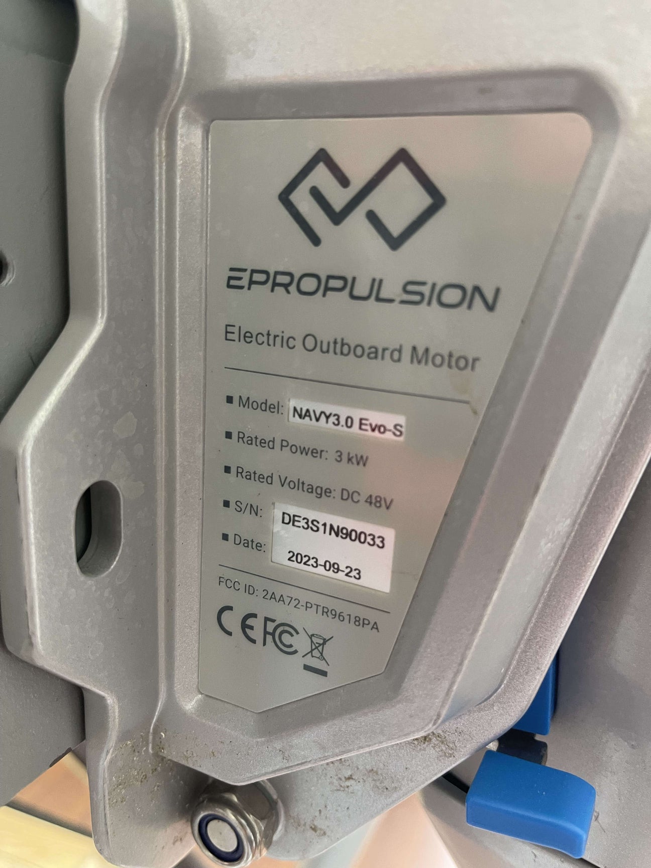 USED ePropulsion Navy 3.0kw 6hp Electric Outboard