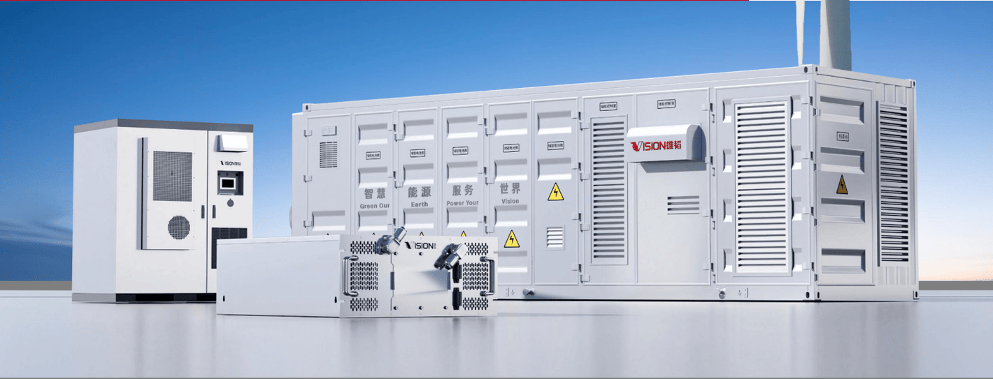 Two large industrial generators on a blue sky background